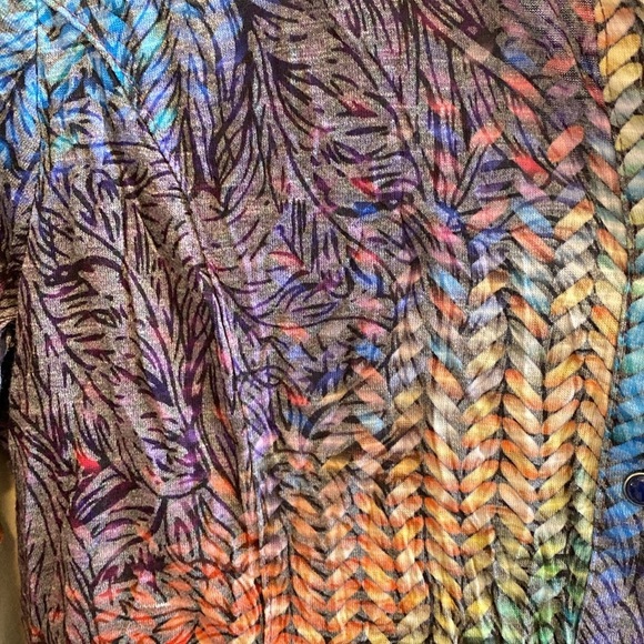 Carine Snap Button Selena Fit n Flare Crinkle Rainbow Shirt Purple Blue Blue XS - Picture 1 of 9